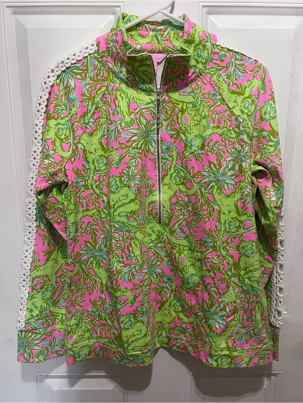 Lilly Pulitzer Pink & Lime Floral Half-Zip Pullover